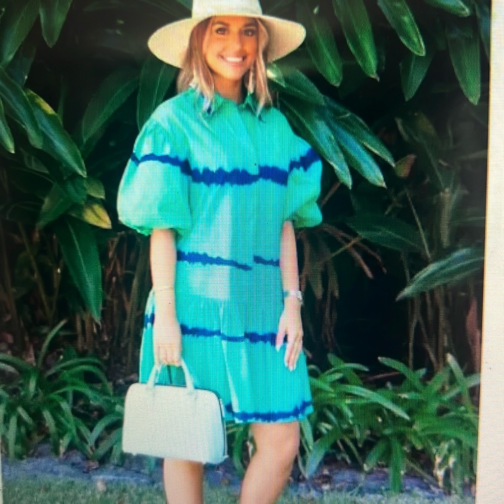 WKND WYFR Tie Dye Frock It Dress Puff Sleeve V-NECK